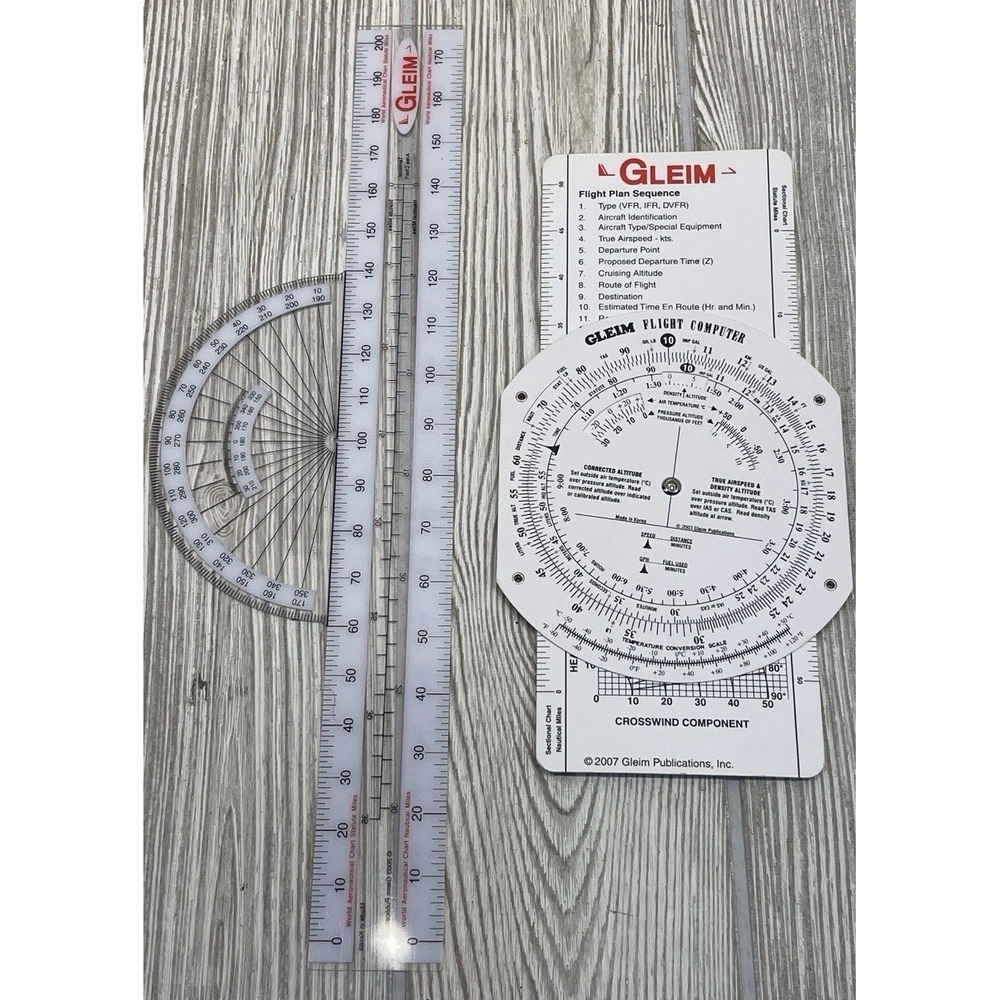 Gleim Flight Computer E6-B Navigation Plotter and Protractor Pilot Tool Set